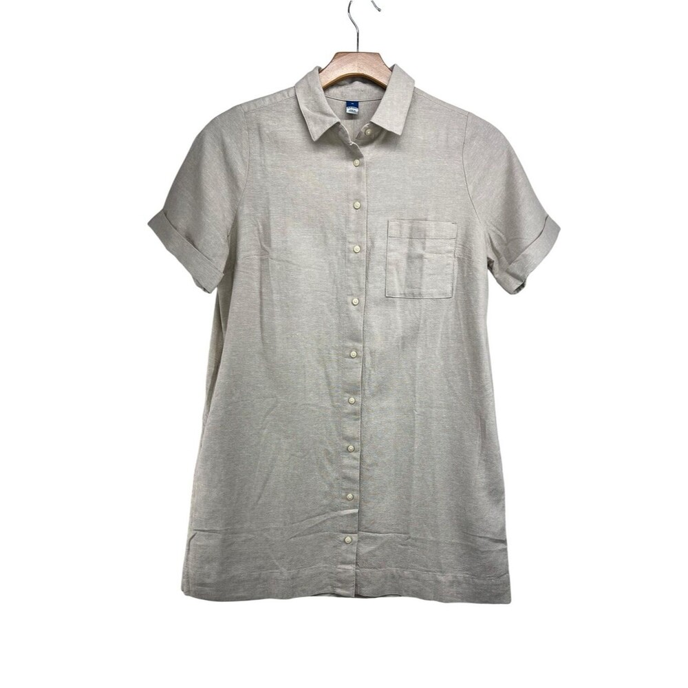 Old Navy Linen Blend Mini Shirt Dress Womens Medium - Picture 1 of 7